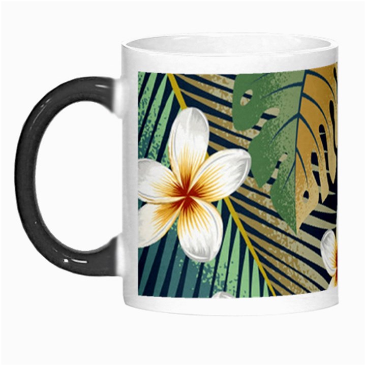 Seamless Pattern With Tropical Strelitzia Flowers Leaves Exotic Background Morph Mug