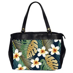 Seamless Pattern With Tropical Strelitzia Flowers Leaves Exotic Background Oversize Office Handbag (2 Sides) by Ket1n9