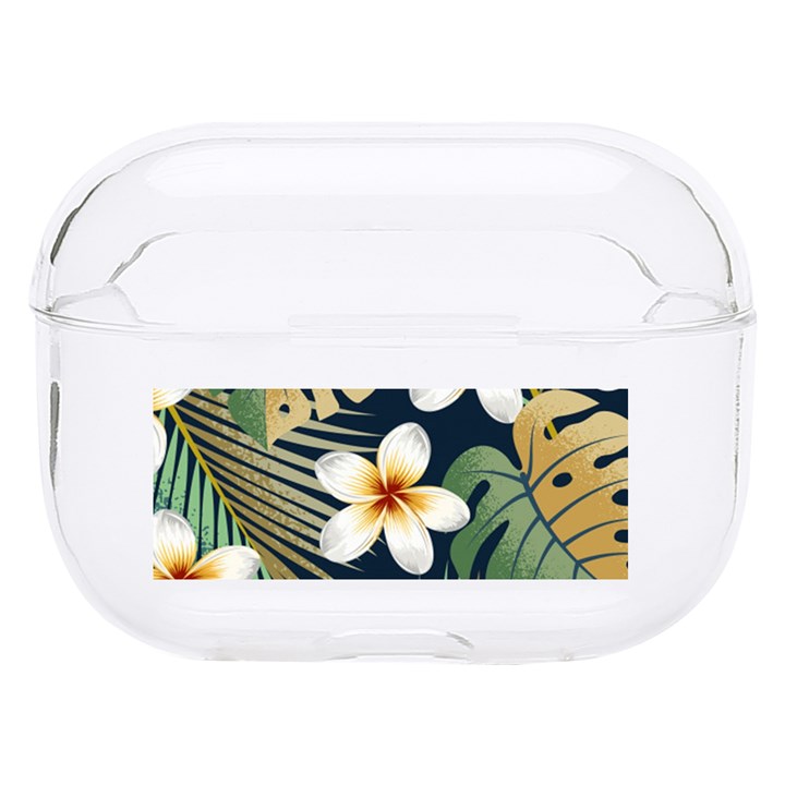 Seamless Pattern With Tropical Strelitzia Flowers Leaves Exotic Background Hard PC AirPods Pro Case