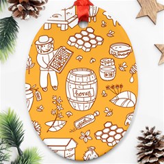 Vector-honey-element-doodle-seamless-pattern-with-beehive-beeke Ornament (oval) by Ket1n9