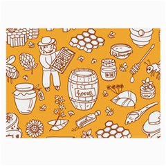 Vector-honey-element-doodle-seamless-pattern-with-beehive-beeke Large Glasses Cloth by Ket1n9