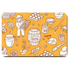 Vector-honey-element-doodle-seamless-pattern-with-beehive-beeke Large Doormat by Ket1n9