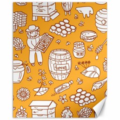 Vector-honey-element-doodle-seamless-pattern-with-beehive-beeke Canvas 11  X 14  by Ket1n9