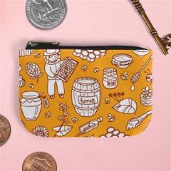 Vector-honey-element-doodle-seamless-pattern-with-beehive-beeke Mini Coin Purse by Ket1n9