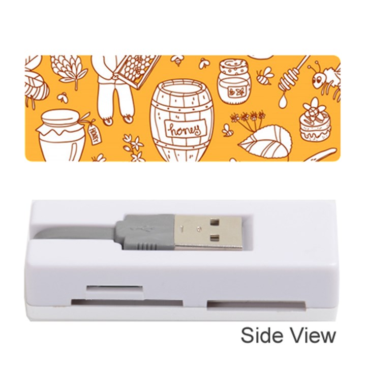 Vector-honey-element-doodle-seamless-pattern-with-beehive-beeke Memory Card Reader (Stick)