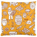 Vector-honey-element-doodle-seamless-pattern-with-beehive-beeke Large Cushion Case (One Side) Front