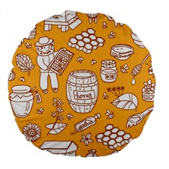 Vector-honey-element-doodle-seamless-pattern-with-beehive-beeke Large 18  Premium Round Cushions by Ket1n9