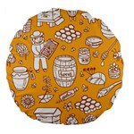 Vector-honey-element-doodle-seamless-pattern-with-beehive-beeke Large 18  Premium Flano Round Cushions Back