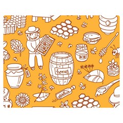 Vector-honey-element-doodle-seamless-pattern-with-beehive-beeke Premium Plush Fleece Blanket (medium) by Ket1n9