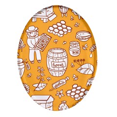 Vector-honey-element-doodle-seamless-pattern-with-beehive-beeke Oval Glass Fridge Magnet (4 Pack) by Ket1n9