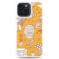 Vector-honey-element-doodle-seamless-pattern-with-beehive-beeke Iphone 15 Plus Tpu Uv Print Case by Ket1n9