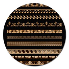 Set-antique-greek-borders-seamless-ornaments-golden-color-black-background-flat-style-greece-concept Magnet 5  (round) by Ket1n9