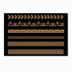 Set-antique-greek-borders-seamless-ornaments-golden-color-black-background-flat-style-greece-concept Postcards 5  X 7  (pkg Of 10) by Ket1n9