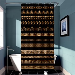 Set-antique-greek-borders-seamless-ornaments-golden-color-black-background-flat-style-greece-concept Shower Curtain 36  X 72  (stall)  by Ket1n9