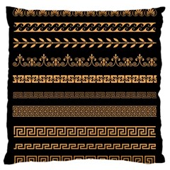 Set-antique-greek-borders-seamless-ornaments-golden-color-black-background-flat-style-greece-concept Large Premium Plush Fleece Cushion Case (two Sides) by Ket1n9