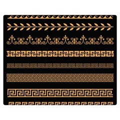 Set-antique-greek-borders-seamless-ornaments-golden-color-black-background-flat-style-greece-concept Two Sides Premium Plush Fleece Blanket (teen Size) by Ket1n9