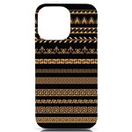 Set-antique-greek-borders-seamless-ornaments-golden-color-black-background-flat-style-greece-concept iPhone 14 Pro Max Black UV Print Case Front