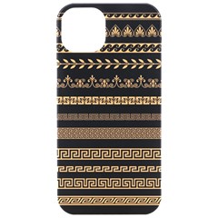 Set-antique-greek-borders-seamless-ornaments-golden-color-black-background-flat-style-greece-concept Iphone 15 Pro Black Uv Print Pc Hardshell Case by Ket1n9