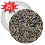 Brown Vintage Background Vintage Floral Pattern 3  Buttons (100 pack)  Front