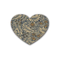 Brown Vintage Background Vintage Floral Pattern Rubber Heart Coaster (4 Pack) by Ndabl3x