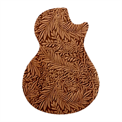 Brown Vintage Background Vintage Floral Pattern Guitar Shape Wood Guitar Pick Holder Case And Picks Set by Ndabl3x