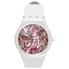 Abstract Blend Round Plastic Sport Watch (m) by kaleidomarblingart