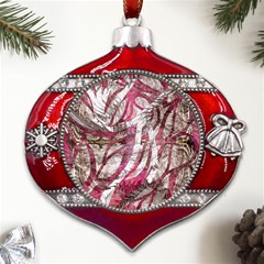 Abstract Blend Metal Snowflake And Bell Red Ornament by kaleidomarblingart