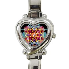 Pink Florales Muster Heart Italian Charm Watch