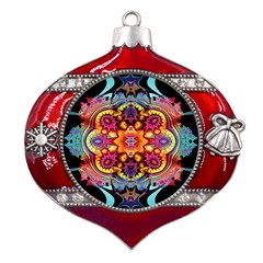 Pink Florales Muster Metal Snowflake And Bell Red Ornament