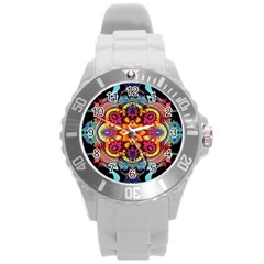 Florales Muster Round Plastic Sport Watch (l)