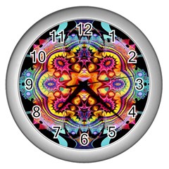 Pink Florales Muster Wall Clock (silver) by 2607694c