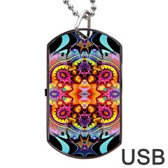 Pink Florales Muster Dog Tag Usb Flash (one Side)