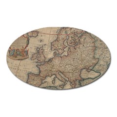 Old Vintage Classic Map Of Europe Oval Magnet by Paksenen