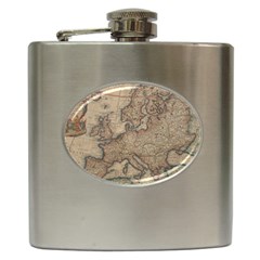 Old Vintage Classic Map Of Europe Hip Flask (6 Oz) by Paksenen