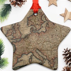 Old Vintage Classic Map Of Europe Star Ornament (two Sides)