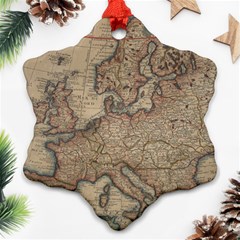 Old Vintage Classic Map Of Europe Snowflake Ornament (two Sides)