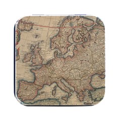 Old Vintage Classic Map Of Europe Square Metal Box (black) by Paksenen