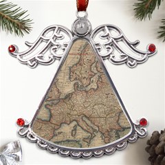 Old Vintage Classic Map Of Europe Metal Angel With Crystal Ornament by Paksenen