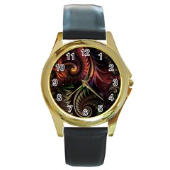 Fractal 1 Round Gold Metal Watch by 2607694c