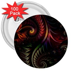 Fractal  3  Buttons (100 Pack) 