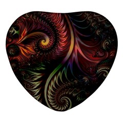 Gelb Fractal Heart Glass Fridge Magnet (4 Pack)