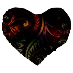 Fractal Large 19  Premium Heart Shape Cushions