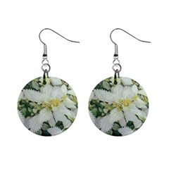 Enchanting Foliage Sharp Edged Leaves In Pale Yellow And Silver Bk Mini Button Earrings by dflcprintsclothing