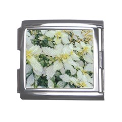 Enchanting Foliage Sharp Edged Leaves In Pale Yellow And Silver Bk Mega Link Italian Charm (18mm) by dflcprintsclothing