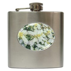 Enchanting Foliage Sharp Edged Leaves In Pale Yellow And Silver Bk Hip Flask (6 Oz) by dflcprintsclothing