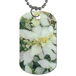 Enchanting Foliage Sharp Edged Leaves In Pale Yellow And Silver Bk Dog Tag (Two Sides) Front