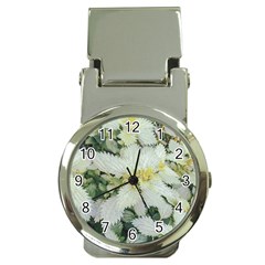 Enchanting Foliage Sharp Edged Leaves In Pale Yellow And Silver Bk Money Clip Watches by dflcprintsclothing