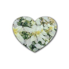 Enchanting Foliage Sharp Edged Leaves In Pale Yellow And Silver Bk Rubber Coaster (heart) by dflcprintsclothing