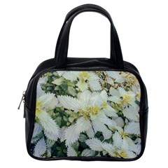 Enchanting Foliage Sharp Edged Leaves In Pale Yellow And Silver Bk Classic Handbag (one Side) by dflcprintsclothing