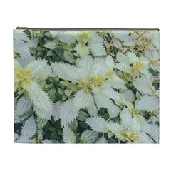 Enchanting Foliage Sharp Edged Leaves In Pale Yellow And Silver Bk Cosmetic Bag (xl)